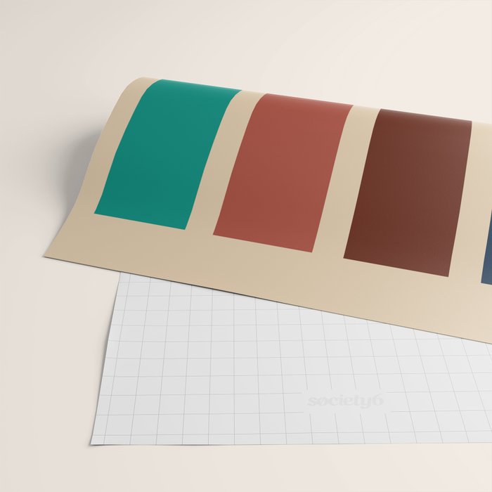 Nelson Blocks II Mid-century Modern Geometric Minimalism in Mid Century Mod Mustard, Olive, Teal, Orange, and Beige Wrapping Paper Gallery Image 2