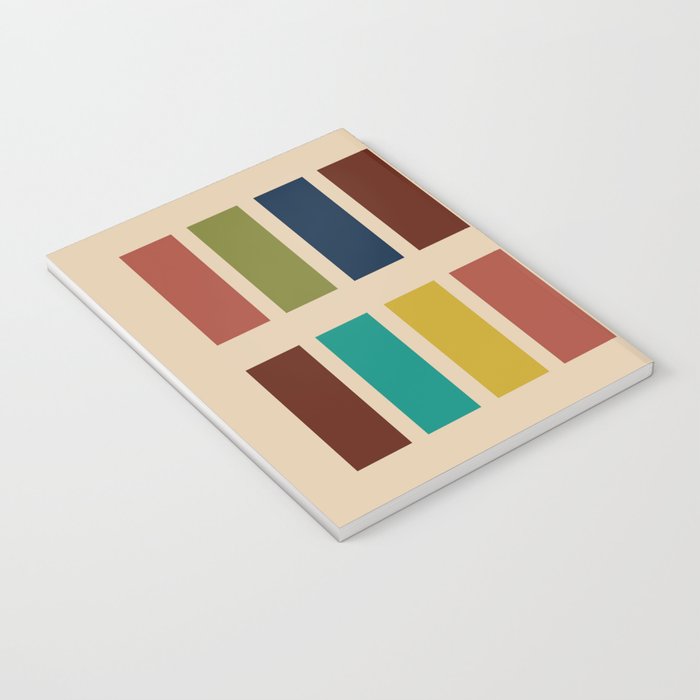 Nelson Blocks II Mid-century Modern Geometric Minimalism in Mid Century Mod Mustard, Olive, Teal, Orange, and Beige Notebook Gallery Image 3