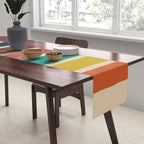 Nelson Blocks II Mid-century Modern Geometric Minimalism in Mid Century Mod Mustard, Olive, Teal, Orange, and Beige Table Runner Gallery Image 2