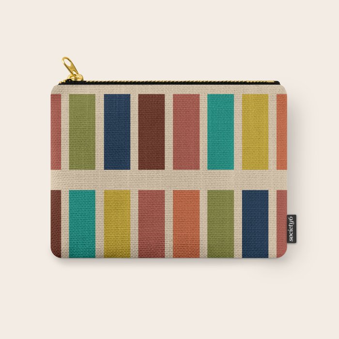 Nelson Blocks II Mid-century Modern Geometric Minimalism in Mid Century Mod Mustard, Olive, Teal, Orange, and Beige Carry All Pouch Gallery Image 1