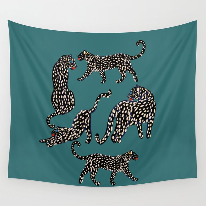 Elegant black leopards  Wall Tapestry Gallery Image 4