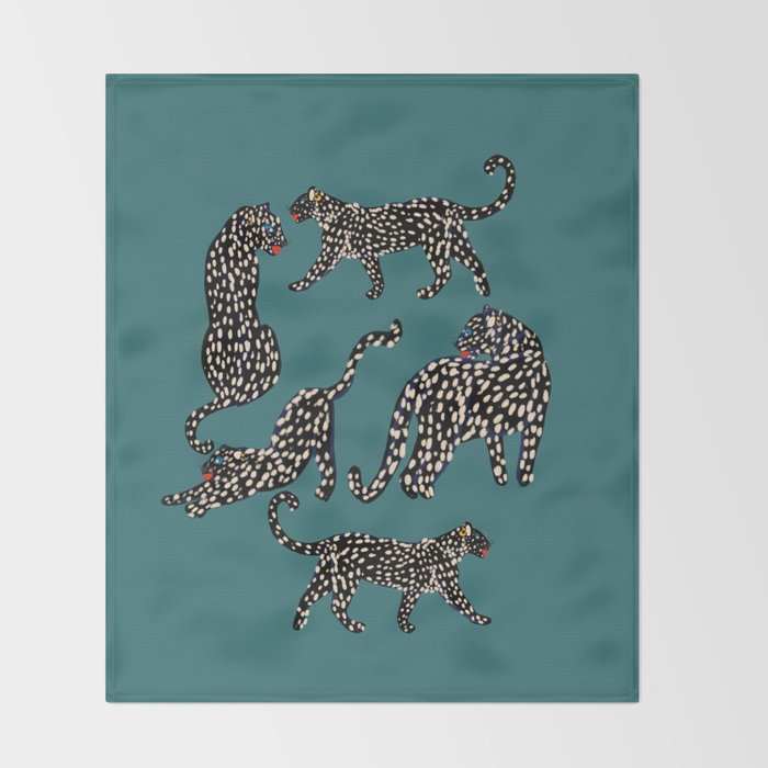 Elegant black leopards  Throw Blanket Gallery Image 2