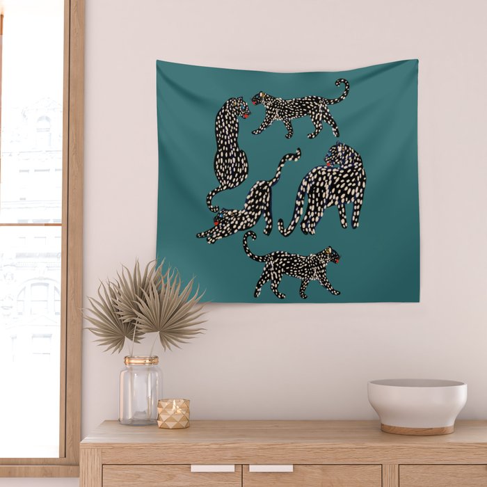 Elegant black leopards  Wall Tapestry Gallery Image 2
