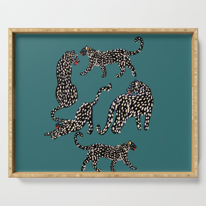 Elegant black leopards  Serving Tray Gallery Image 1