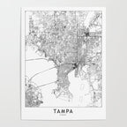 Tampa White Map Poster Gallery Image 4