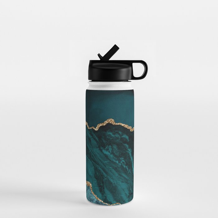 Teal Blue Emerald Marble Landscapes Water Bottle Gallery Image 1