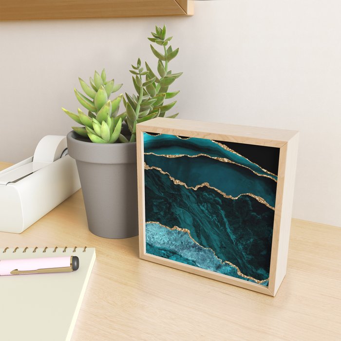 Teal Blue Emerald Marble Landscapes Mini Art Print Gallery Image 2