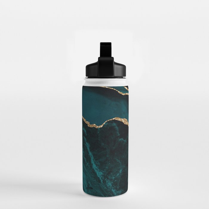 Teal Blue Emerald Marble Landscapes Water Bottle Gallery Image 2