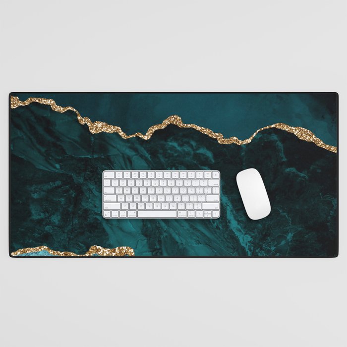 Teal Blue Emerald Marble Landscapes Desk Mat Gallery Image 1