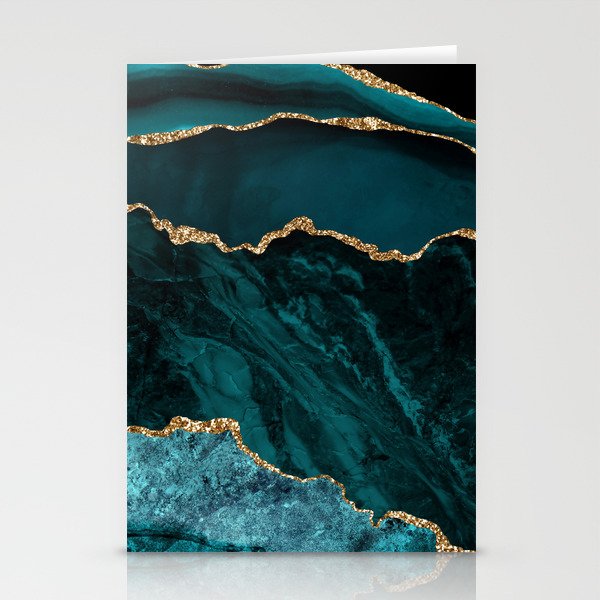 Teal Blue Emerald Marble Landscapes Stationery Card Gallery Image 2