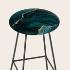 Teal Blue Emerald Marble Landscapes Stool Gallery Image 2