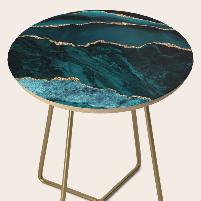 Teal Blue Emerald Marble Landscapes Side Table Gallery Image 2