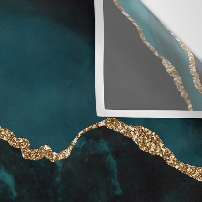 Teal Blue Emerald Marble Landscapes Wall Tapestry Gallery Image 3