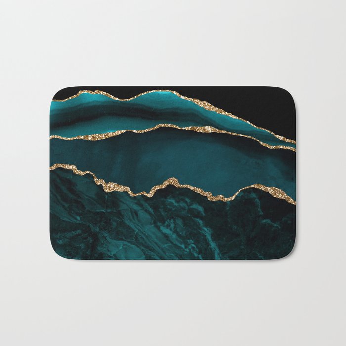 Teal Blue Emerald Marble Landscapes Bath Mat Gallery Image 1