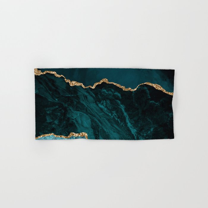 Teal Blue Emerald Marble Landscapes Hand & Bath Towel Gallery Image 1