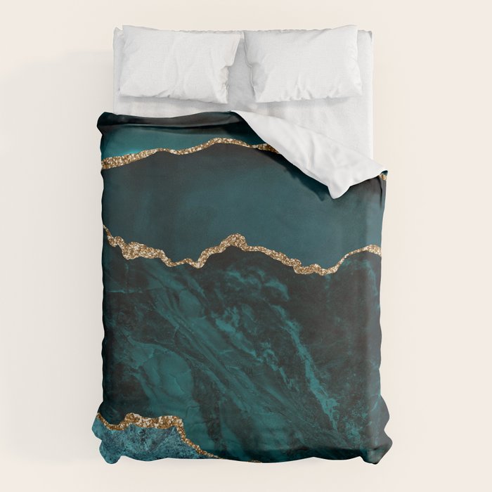 Teal Blue Emerald Marble Landscapes Duvet Cover Gallery Image 1