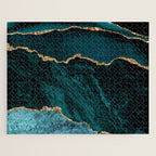 Teal Blue Emerald Marble Landscapes Jigsaw Puzzle Gallery Image 1