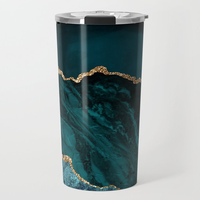 Teal Blue Emerald Marble Landscapes Travel Mug Gallery Image 1