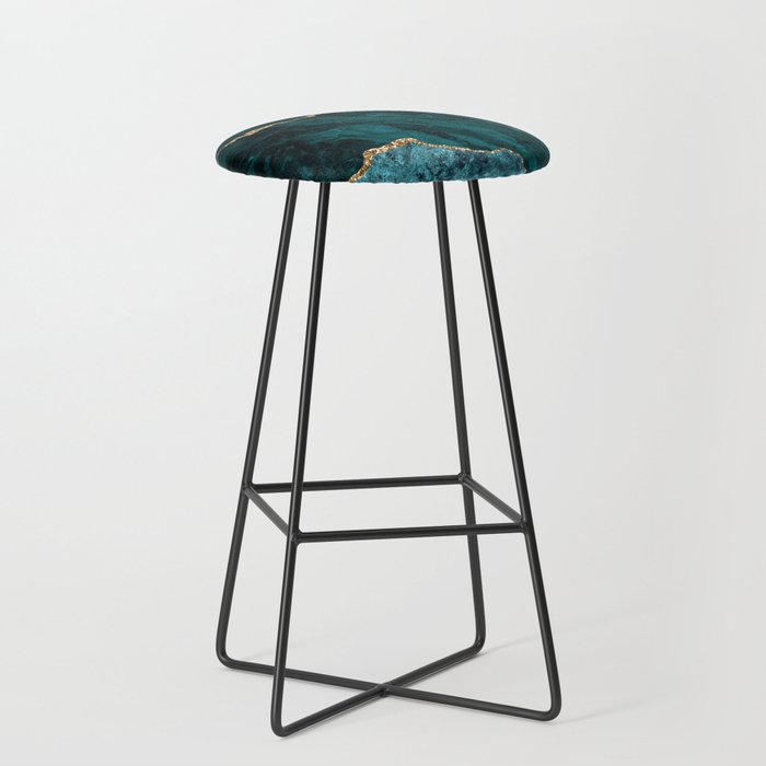 Teal Blue Emerald Marble Landscapes Stool Gallery Image 1