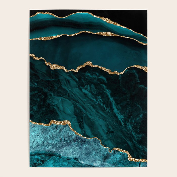 Teal Blue Emerald Marble Landscapes Poster Gallery Image 4