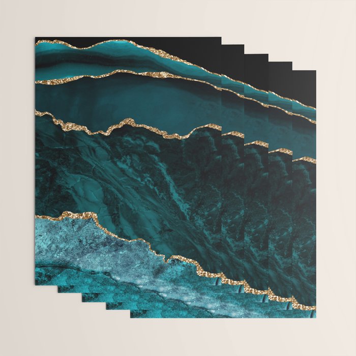 Teal Blue Emerald Marble Landscapes Wrapping Paper Gallery Image 3