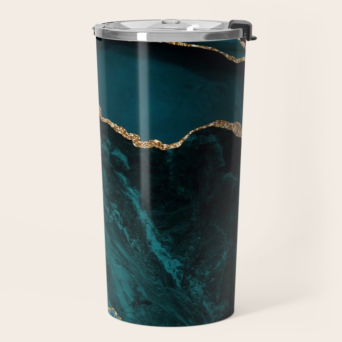 Teal Blue Emerald Marble Landscapes Travel Mug Gallery Image 2