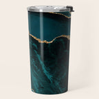 Teal Blue Emerald Marble Landscapes Travel Mug Gallery Image 2