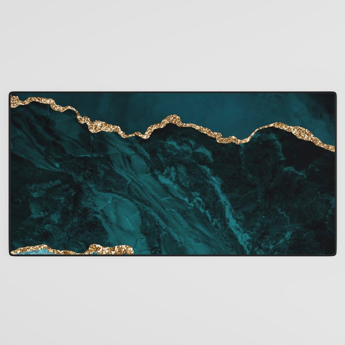 Teal Blue Emerald Marble Landscapes Desk Mat Gallery Image 3