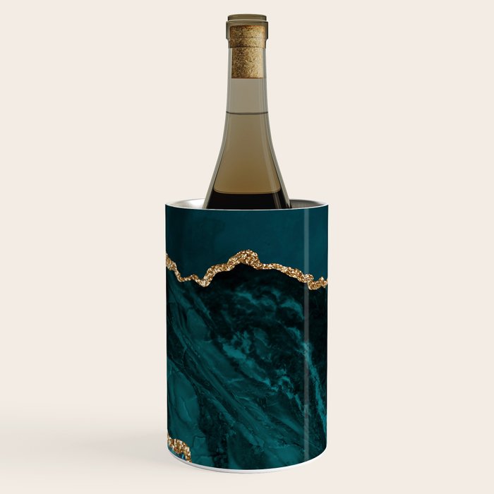 Teal Blue Emerald Marble Landscapes Wine Chiller Gallery Image 1