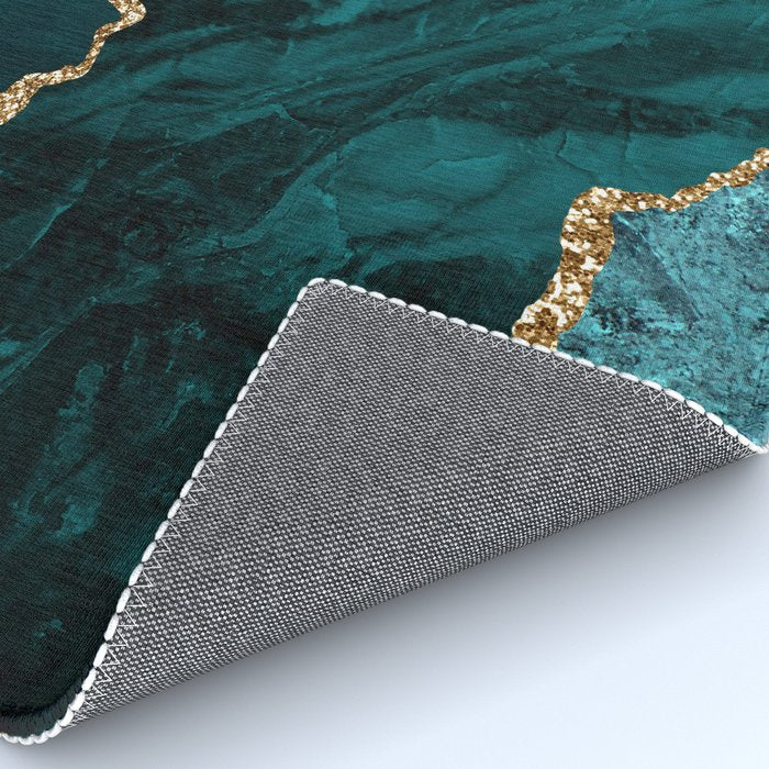 Teal Blue Emerald Marble Landscapes Rug Gallery Image 4