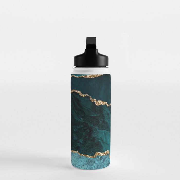 Teal Blue Emerald Marble Landscapes Water Bottle Gallery Image 3