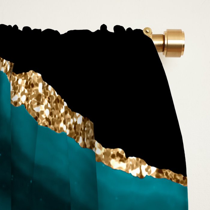 Teal Blue Emerald Marble Landscapes Window Curtain Gallery Image 2