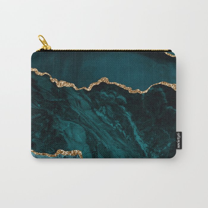 Teal Blue Emerald Marble Landscapes Carry All Pouch Gallery Image 1