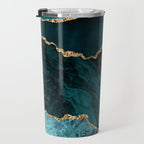 Teal Blue Emerald Marble Landscapes Travel Mug Gallery Image 3