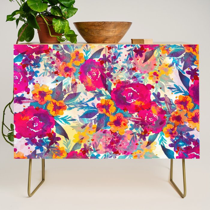 Watercolor flowers and plants 02 Credenza Gallery Image 1