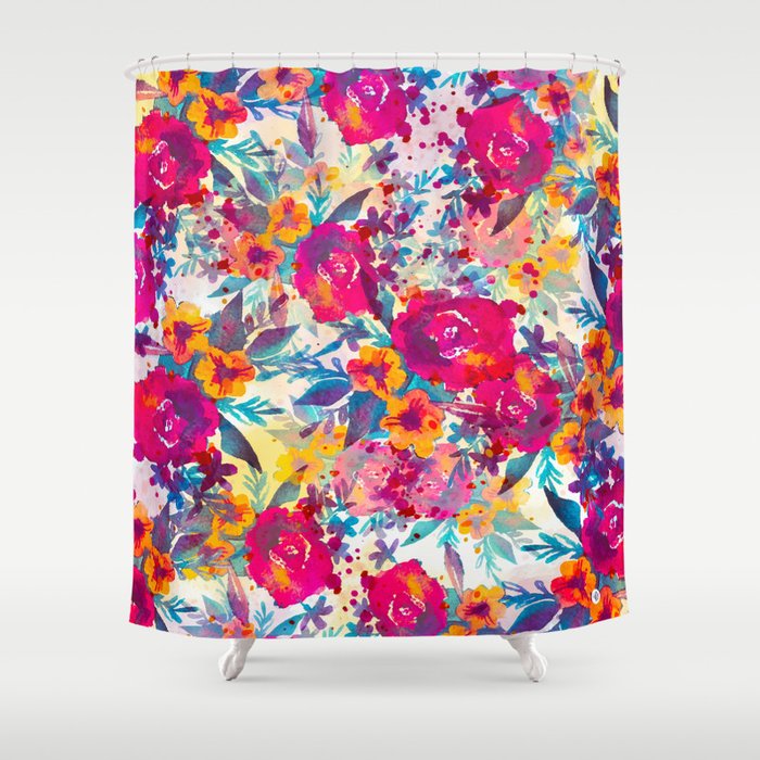 Watercolor flowers and plants 02 Shower Curtain Gallery Image 1