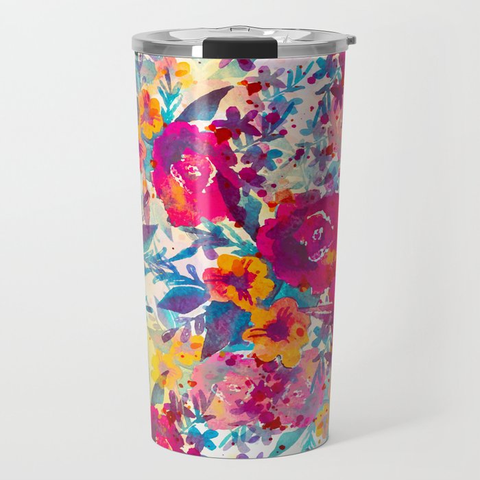 Watercolor flowers and plants 02 Travel Mug Gallery Image 1
