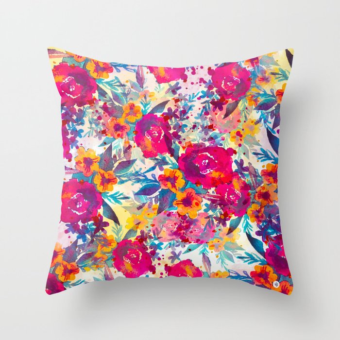 Watercolor flowers and plants 02 Throw Pillow Gallery Image 6
