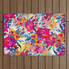 Watercolor flowers and plants 02 Outdoor Rug Gallery Image 1