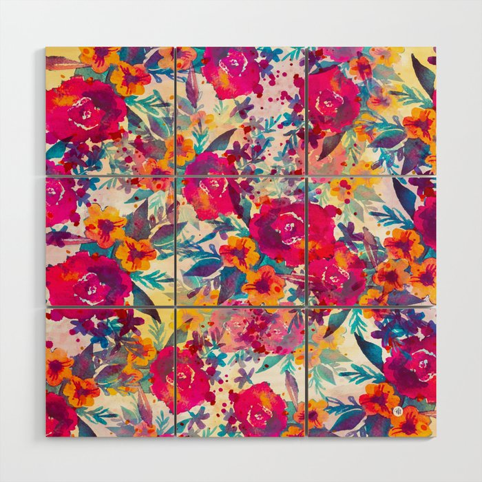 Watercolor flowers and plants 02 Wood Wall Art Gallery Image 1