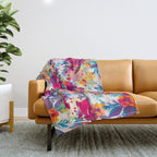 Watercolor flowers and plants 02 Throw Blanket Gallery Image 1