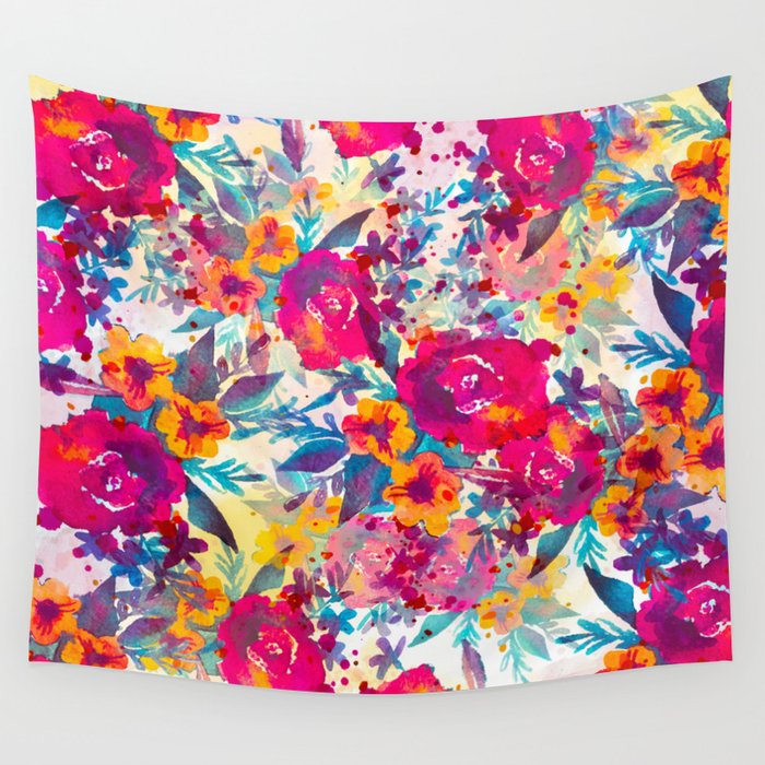 Watercolor flowers and plants 02 Wall Tapestry Gallery Image 4