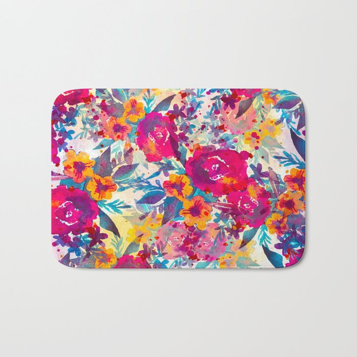 Watercolor flowers and plants 02 Bath Mat Gallery Image 1