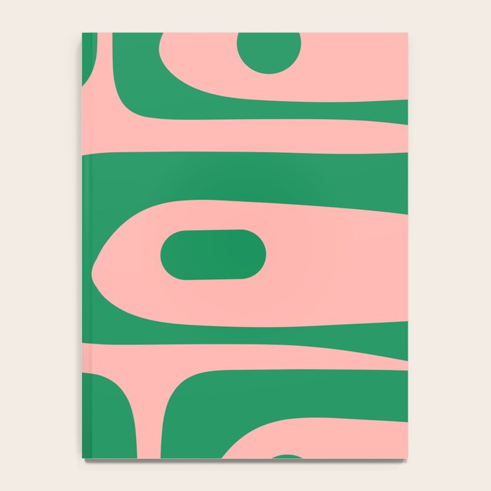 Mid Century Modern Piquet Abstract Pattern in Blush Pink and Green Notebook Gallery Image 4