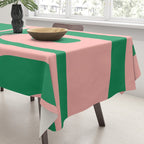 Mid Century Modern Piquet Abstract Pattern in Blush Pink and Green Tablecloth Gallery Image 3