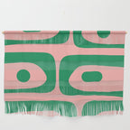 Mid Century Modern Piquet Abstract Pattern in Blush Pink and Green Wall Hanging Gallery Image 1