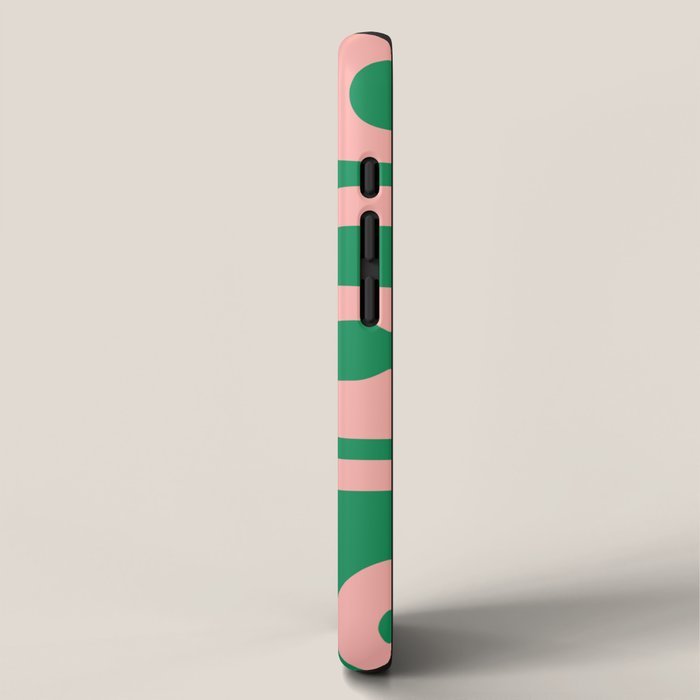 Mid Century Modern Piquet Abstract Pattern in Blush Pink and Green iPhone Case Gallery Image 2