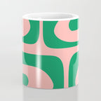 Mid Century Modern Piquet Abstract Pattern in Blush Pink and Green Coffee Mug Gallery Image 4