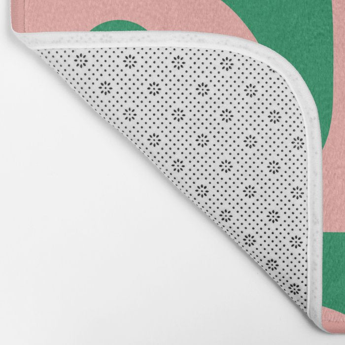 Mid Century Modern Piquet Abstract Pattern in Blush Pink and Green Bath Mat Gallery Image 2