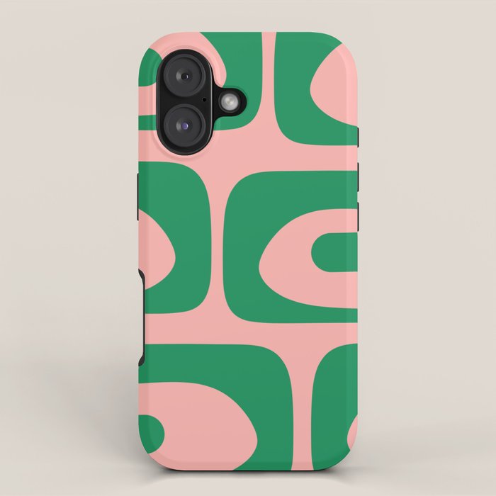 Mid Century Modern Piquet Abstract Pattern in Blush Pink and Green iPhone Case Gallery Image 1